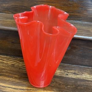 Vintage hand blown handkerchief glass vase